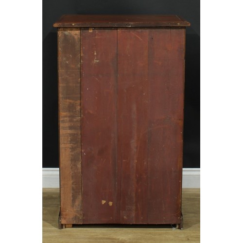 949 - A 19th century parcel-ebonised mahogany and pine chest, rectangular top with moulded edge above six ... 