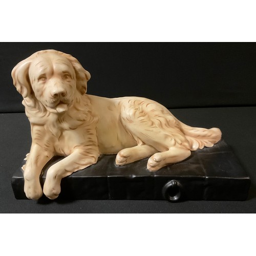 3312 - A large Crown Devon Fieldings model, of a Newfoundland, reclining, rectangular plinth, 30cm wide, pr... 