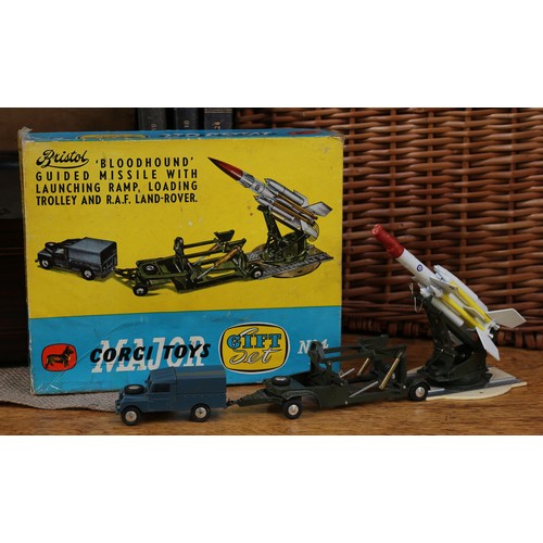 2035 - Corgi Major Toys Gift set 4, comprising 351 RAF Land Rover, greyish blue body with windows, greyish ... 