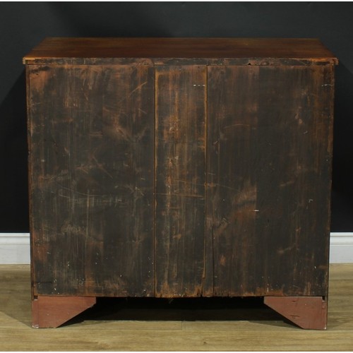 1110 - A George III mahogany chest, rectangular top with reeded edge above three long graduated cockbeaded ... 