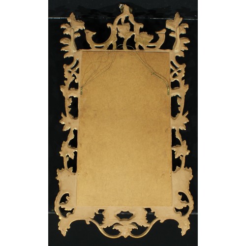 1359 - An 18th century style pier glass, plain mirror plate, the frame in the Rococo taste with leaves and ... 