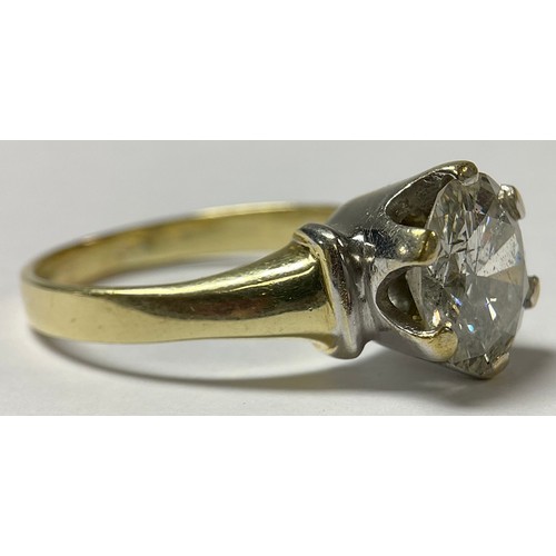 345 - A diamond solitaire ring, large round old brilliant cut diamond, measuring approx 10.56mm x 5.62mm, ... 