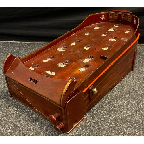 56 - A table top Bagatelle board, 87cm x 40.5cm x 36cm high;  snooker accessories - balls, table pockets,... 