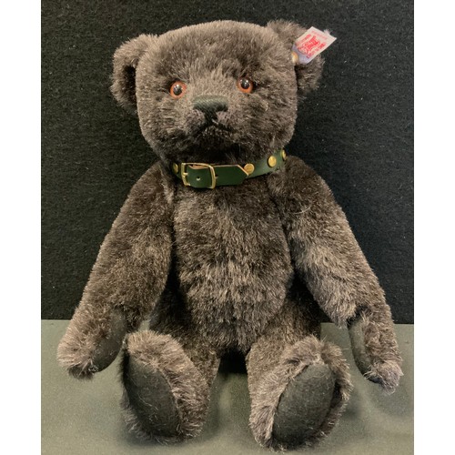 99 - A Steiff limited edition teddy bear, black Alpaca, white ear tag, 02007, 24cm high