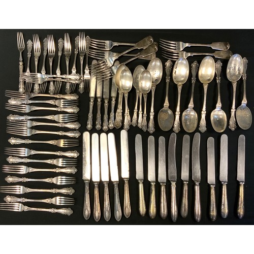 147 - A Maples & Co London silver plated Wellington House part canteen, RD 430647;  other flatware qty