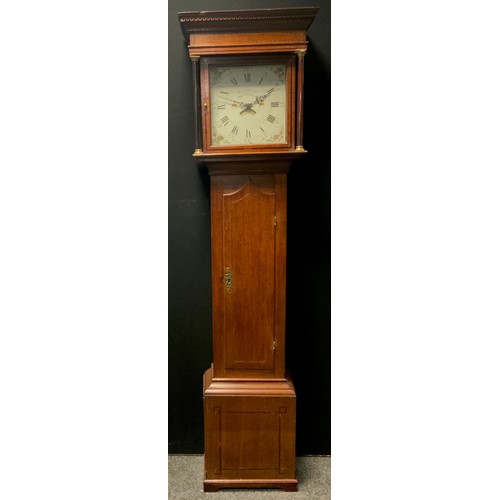 179 - A George III inlaid oak longcase clock, the 30.5 cm painted floral dial inscribed Farnworth, Notting... 