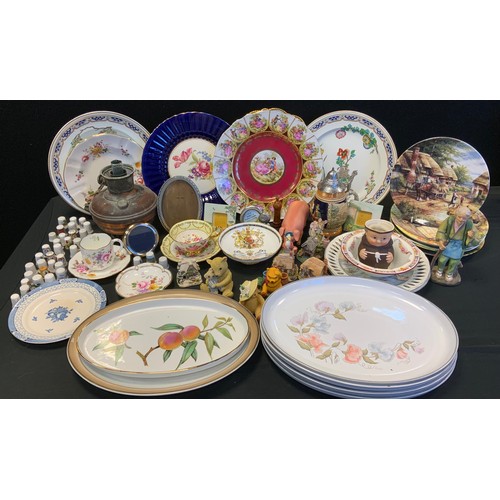 215 - A Caverwall limited edition W R Tipton cabinet plate, Bakewell bridge, 28/100;  Royal Crown Derby Po... 