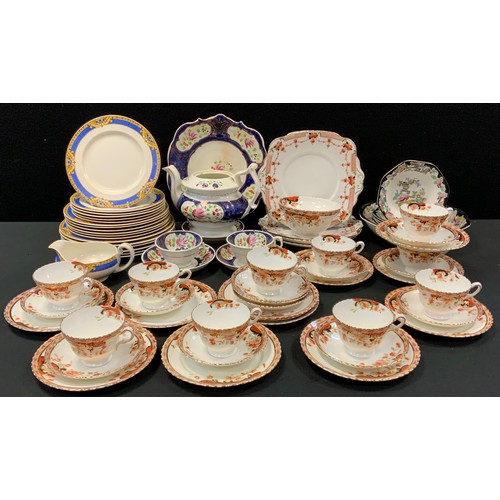 225 - A 19th century Gaudy Welsh teapot, cups, saucers etc;  Meakin Melton part dinner set;  Wedgwood & Co... 