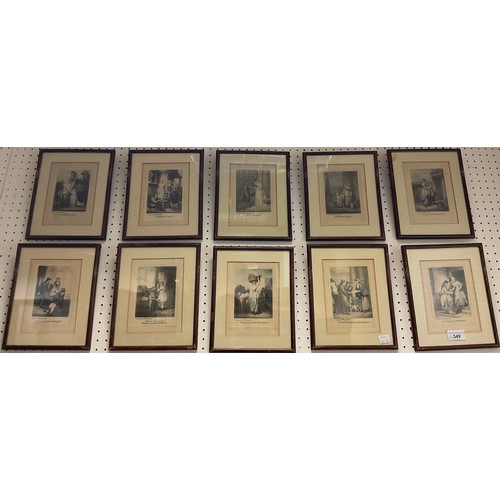 228 - A set of of ten 19th century furnishing prints, Cries of London, after F Wheatley, 16cm x 11.5cm