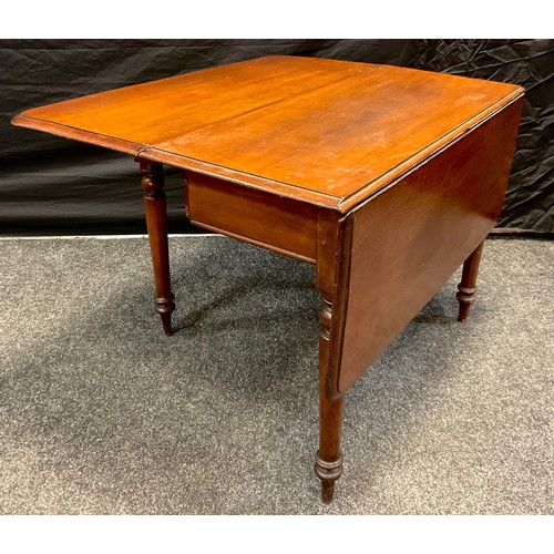 287 - A Victorian Mahogany Pembroke table, 65cm high x 90.5cm x 39cm (107.5cm extended).