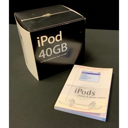 326 - An Apple iPod 40GB, original box and packing, user manuals and accessories; The Rough Guide to iPods... 