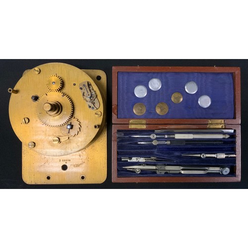 334 - Clock Makers Spares - a 19th century chain driven fusee clock movement, no B 33236/31;  a draughtsma... 