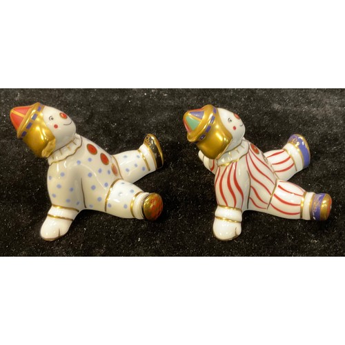 37 - A pair of Royal Crown Derby Treasure of Childhood models, Stripy Clown and Spotty Clown, 5.5cm, prin... 