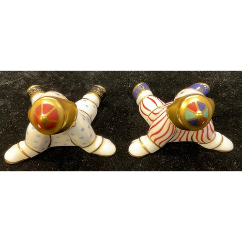 37 - A pair of Royal Crown Derby Treasure of Childhood models, Stripy Clown and Spotty Clown, 5.5cm, prin... 