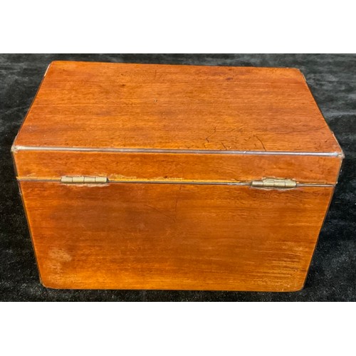 76 - An early 19th century mahogany rectangular tea caddy, hinged cover enclosing two lead lined compartm... 