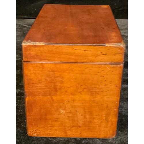 76 - An early 19th century mahogany rectangular tea caddy, hinged cover enclosing two lead lined compartm... 