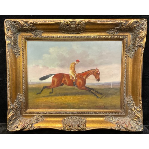 83 - Contemporary (late 20th century), Horse Racing - The Final Furlong, oil on canvas, in the 19th centu... 