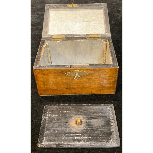 86 - A 19th century walnut and parquetry tea caddy