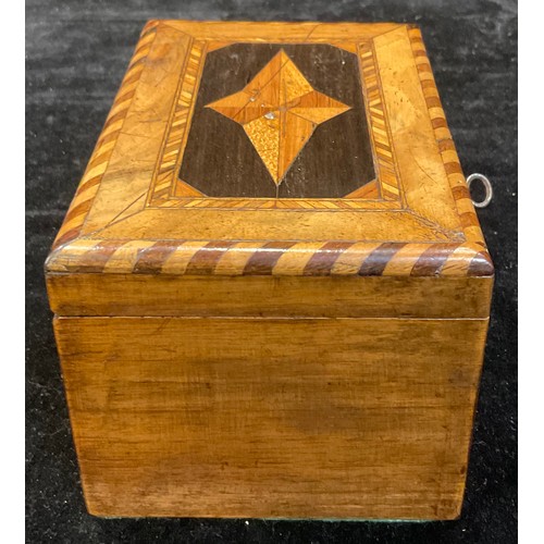 86 - A 19th century walnut and parquetry tea caddy