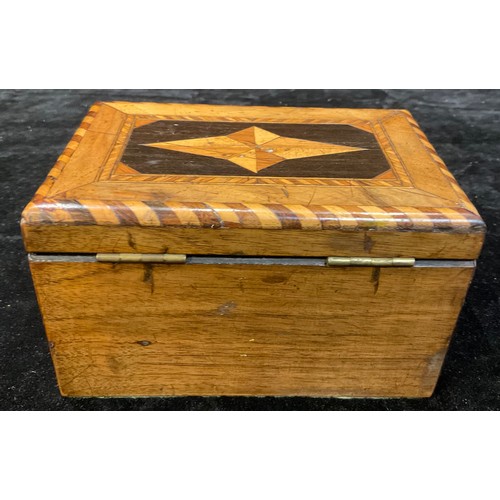 86 - A 19th century walnut and parquetry tea caddy