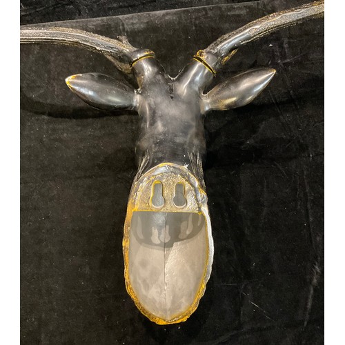 89 - Interior Decoration - a cast metal wall mask, of a stag, approx. 125cm wide x 94cm high