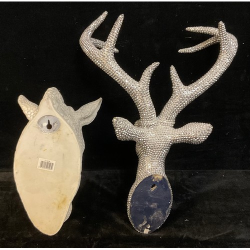 90 - Interior Decoration - a diamante style wall mask, as a stag's head, 41cm high; another, composition ... 