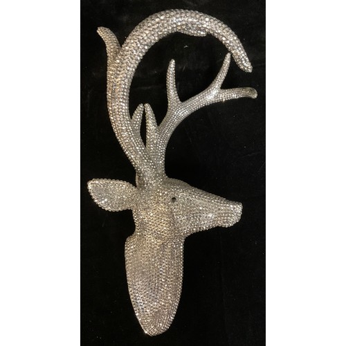 90 - Interior Decoration - a diamante style wall mask, as a stag's head, 41cm high; another, composition ... 