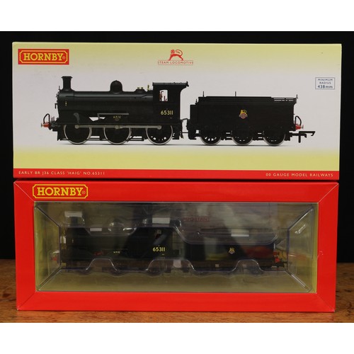 2332 - Hornby OO Gauge R3622 early B.R. J36 Class 0-6-0 'Haig' locomotive and six wheel tender, B.R. black ... 