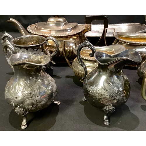 344 - Silver Plated Ware - a four piece tea service; three entree dishes; etc