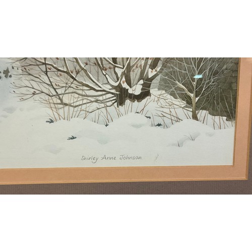 457 - Shirley Anne Johnson (Derbyshire artist)
A Pair, Deep Snow on The Chevin and Winter Scene Near Duffi... 