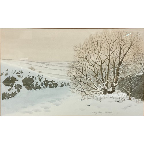 457 - Shirley Anne Johnson (Derbyshire artist)
A Pair, Deep Snow on The Chevin and Winter Scene Near Duffi... 