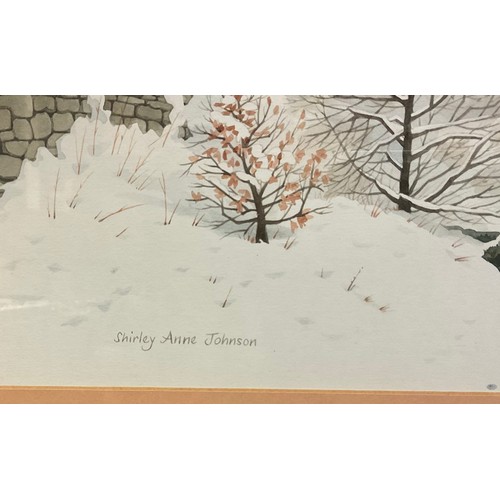 457 - Shirley Anne Johnson (Derbyshire artist)
A Pair, Deep Snow on The Chevin and Winter Scene Near Duffi... 