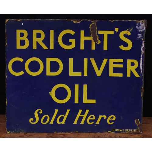 2397 - Advertising - a rectangular shaped double sided flanged enamel sign, yellow lettering on a cobalt bl... 