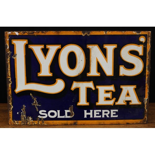 2396 - Advertising - a rectangular shaped double sided flanged enamel sign, white lettering with orange out... 