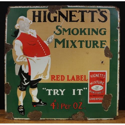 2436 - Advertising, Tobacciana and Smoking Interest - a square shaped single sided pictorial enamel sign, b... 