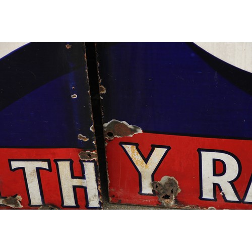 2438 - Advertising - a substantially large two piece rectangular shaped pictorial enamel sign, white letter... 