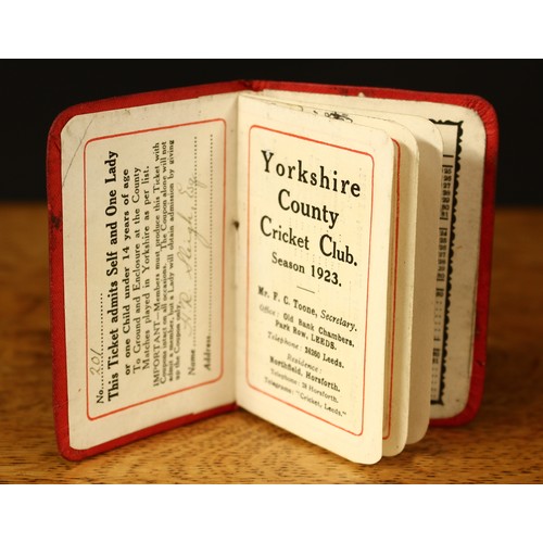 2454 - Sport, Cricket - a collection of Yorkshire County Cricket Club ticket books, various seasons, compri... 