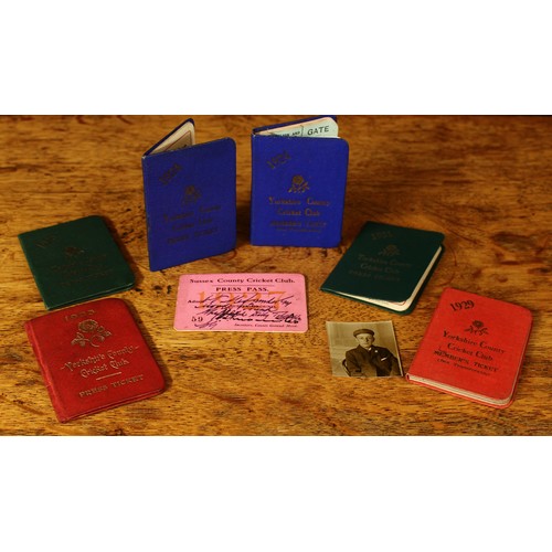 2454 - Sport, Cricket - a collection of Yorkshire County Cricket Club ticket books, various seasons, compri... 