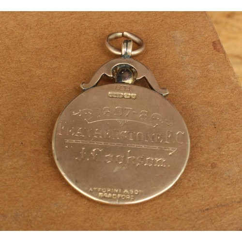 2456 - Sport, Rugby - a late Victorian 9ct gold and enamel fob medal, inscribed to the front 'YORKSHIRE RUG... 