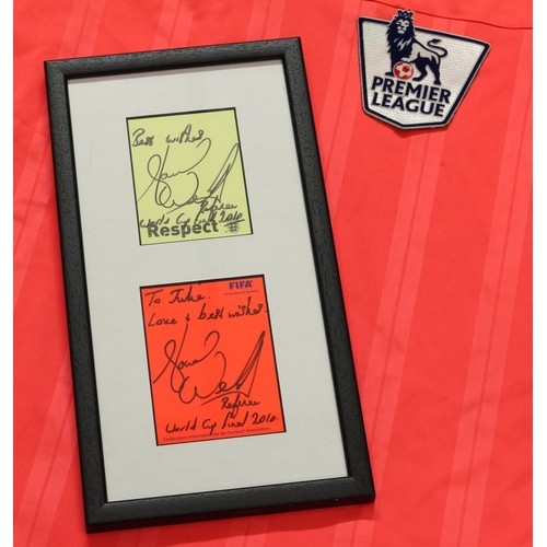 2458 - Sport, Football, Autographs - a pair of FA/Fifa red and yellow referee/match official cards, both si... 