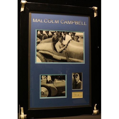 2462 - Autographs, British Motoring Interest, Sir Malcolm Campbell - a framed presentation display with var... 