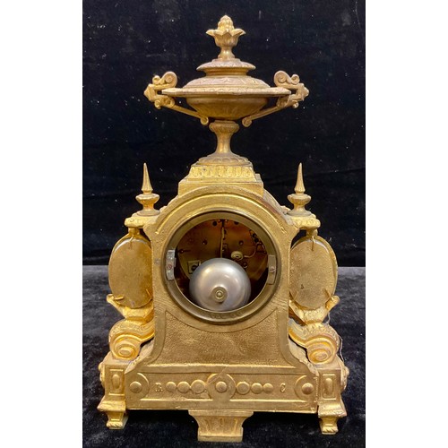 512 - A 19th century French porcelain mounted gilt metal mantel clock, by Henry Marc, Paris, c.1870