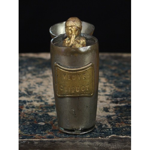 2393A - Advertising - an early 20th century nickel plated and brass miniature novelty vesta case, in the for... 