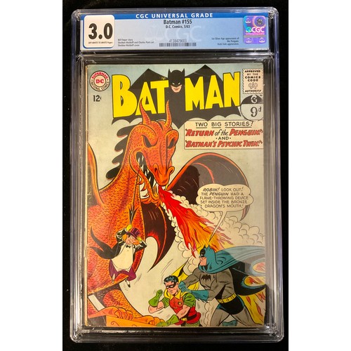 2543 - Batman #155 (1963) CGC Graded 3.0, off-white to white pages. 1st Silver Age Penguin appearance. Shel... 