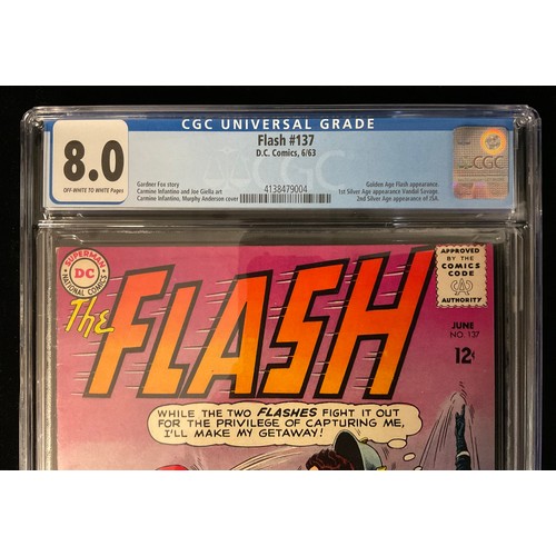 2544 - Flash #137 (1963). CGC Graded 8.0. Golden Age Flash appearance. Carmine Infantino art. Silver age DC... 