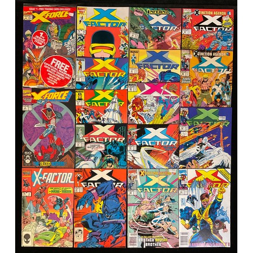 2563 - 17 X-Force and X-Factor Comics. X-Force #1, sealed with Deadpool trading card (1991), X-Force #2. Mi... 