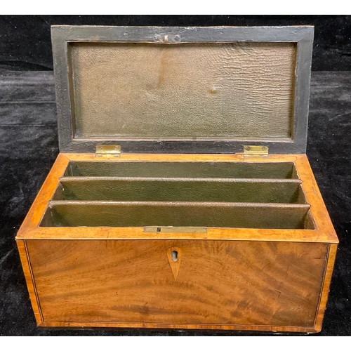 620 - A 19th century satinwood crossbanded mahogany stationery box