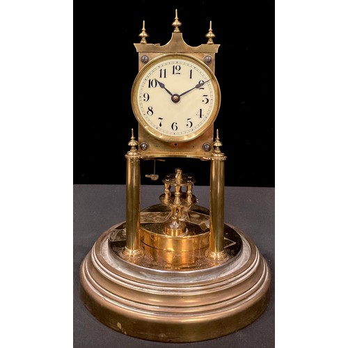 674 - A German brass anniversary clock, Gustav Becker, Freiburg, torsion pendulum, the mechanism numbered ... 