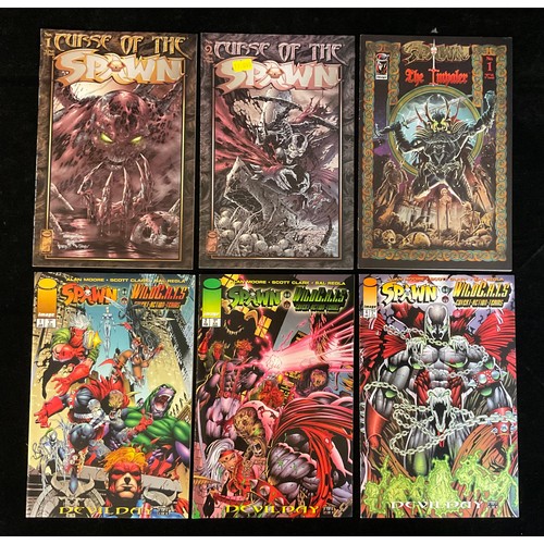 2557 - 17 Spawn Comics. Curse of the Spawn #1 & #2 (1996). Spawn and WildC.A.T.S #1, #2 & #4. Spawn the Imp... 