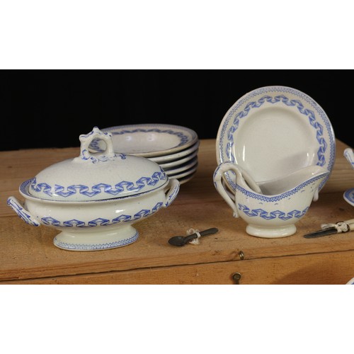 2256 - Juvenalia and Memories of Childhood - a late 19th century miniature dolls dinner service, with blue ... 